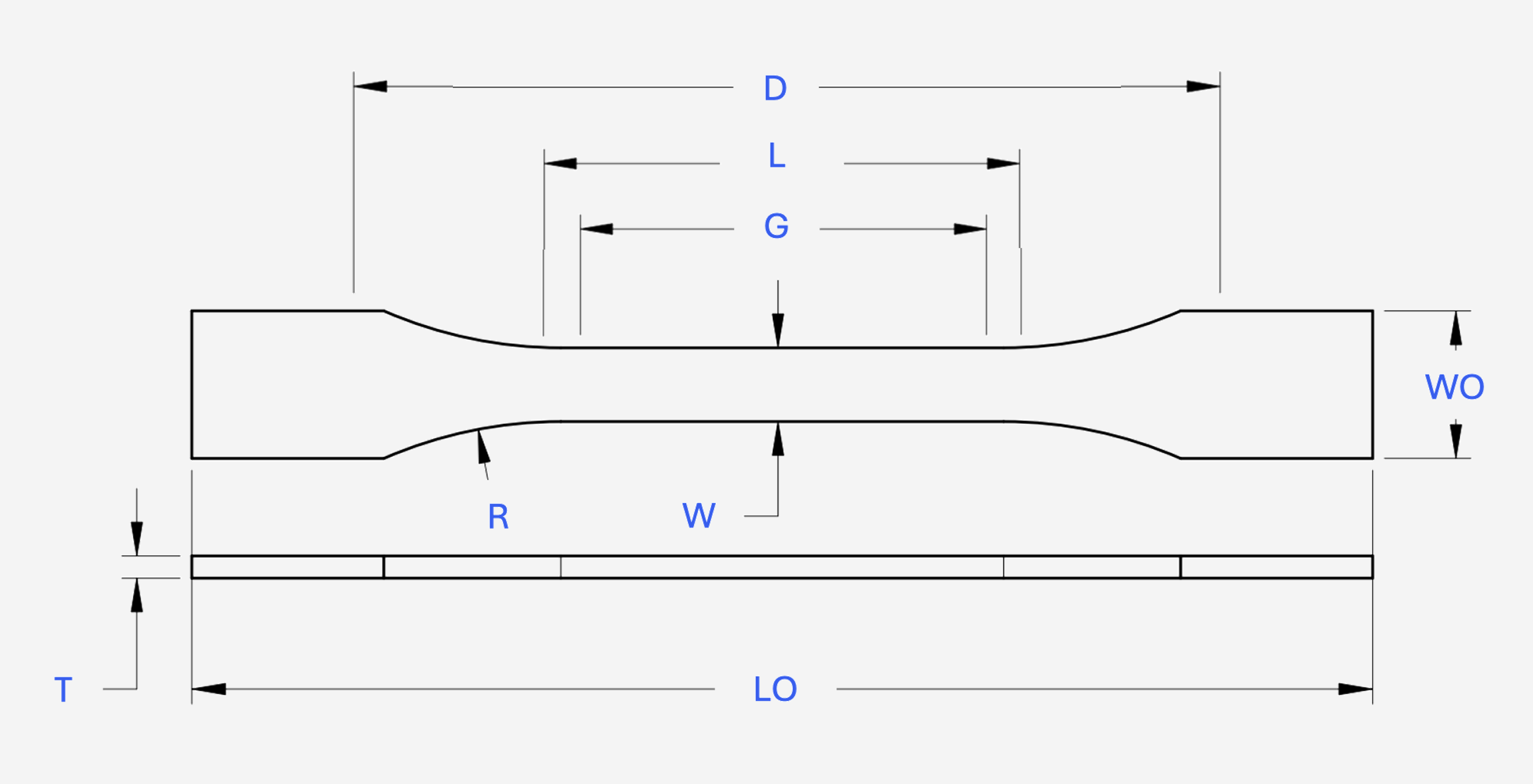 Illustration of tensile testing specimen for ceramics